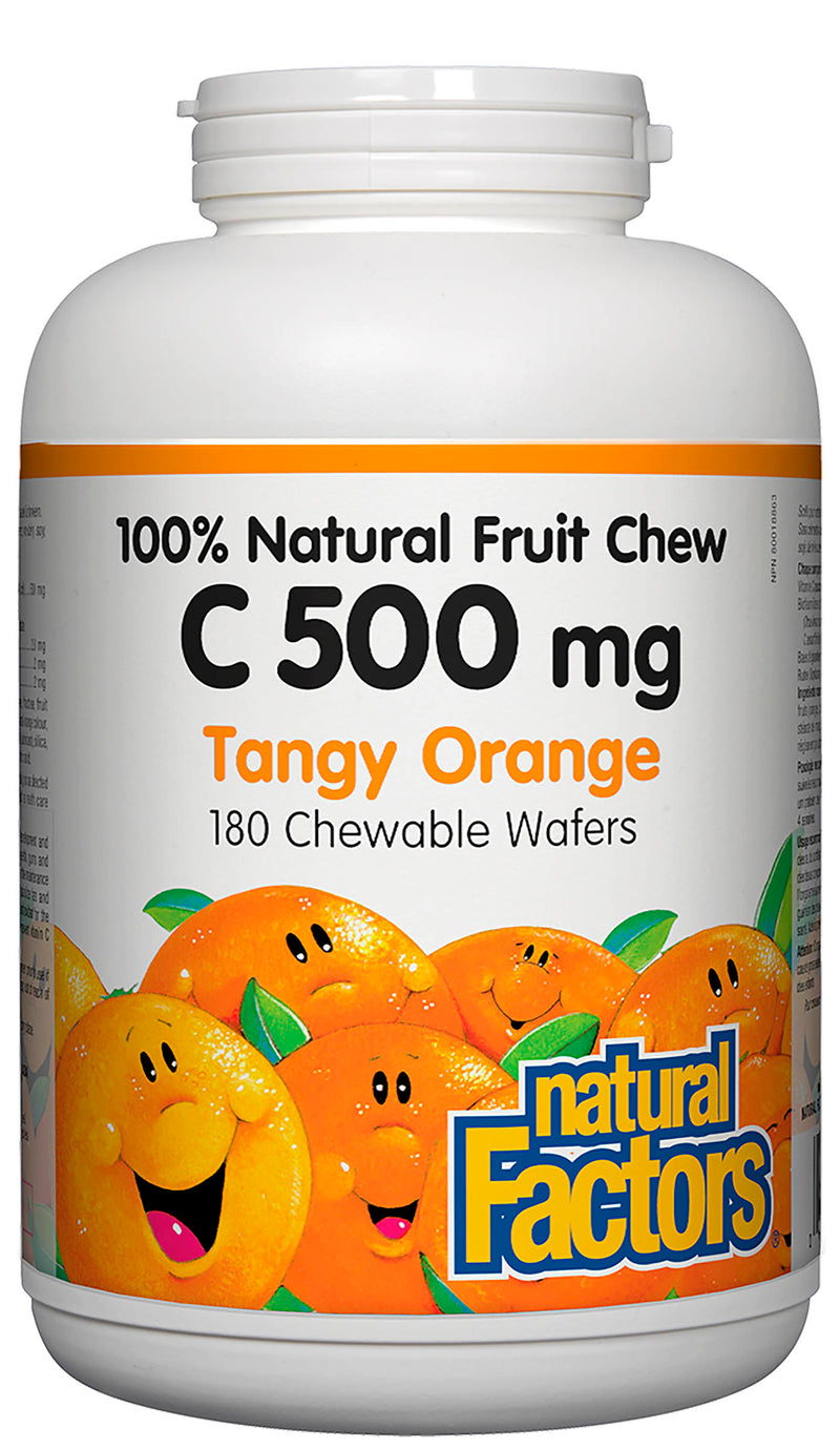 Natural Factors Vitamin C 500mg Natural Fruit Chew 180 tablets - TANGY ORANGE