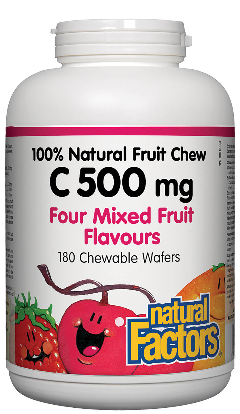 Natural Factors Vitamin C 500mg Natural Fruit Chew 180 tablets - FOUR MIXED FRUIT