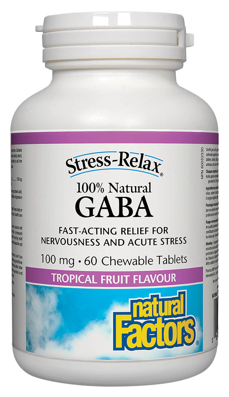 Natural Factors GABA 100mg 60 tablets - TROPICAL FRUIT