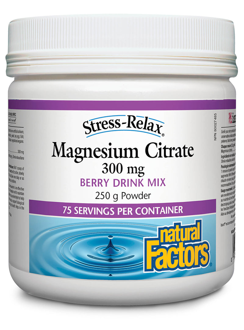 Natural Factors Magnesium Citrate 300mg 250g - BERRY