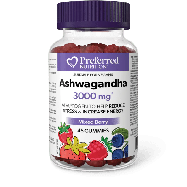 Preferred Nutrition Ashwagandha 3000mg 45 Gummies - Mixed Berry