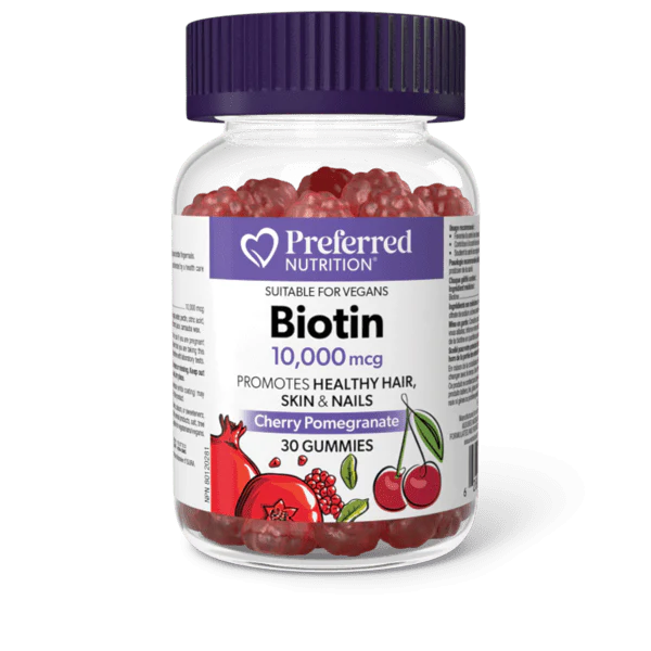 Preffered Nutrition Biotin 10,000mcg  30 Gummies - Cherry Pomegranate